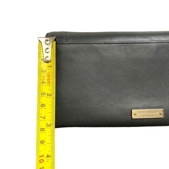 Kate spade dark gray leather bow wallet